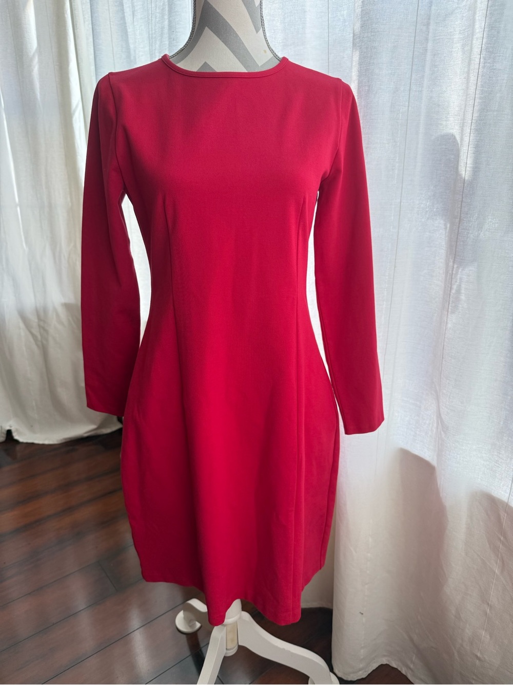 J. Crew Red Long-Sleeve A-Line Dress